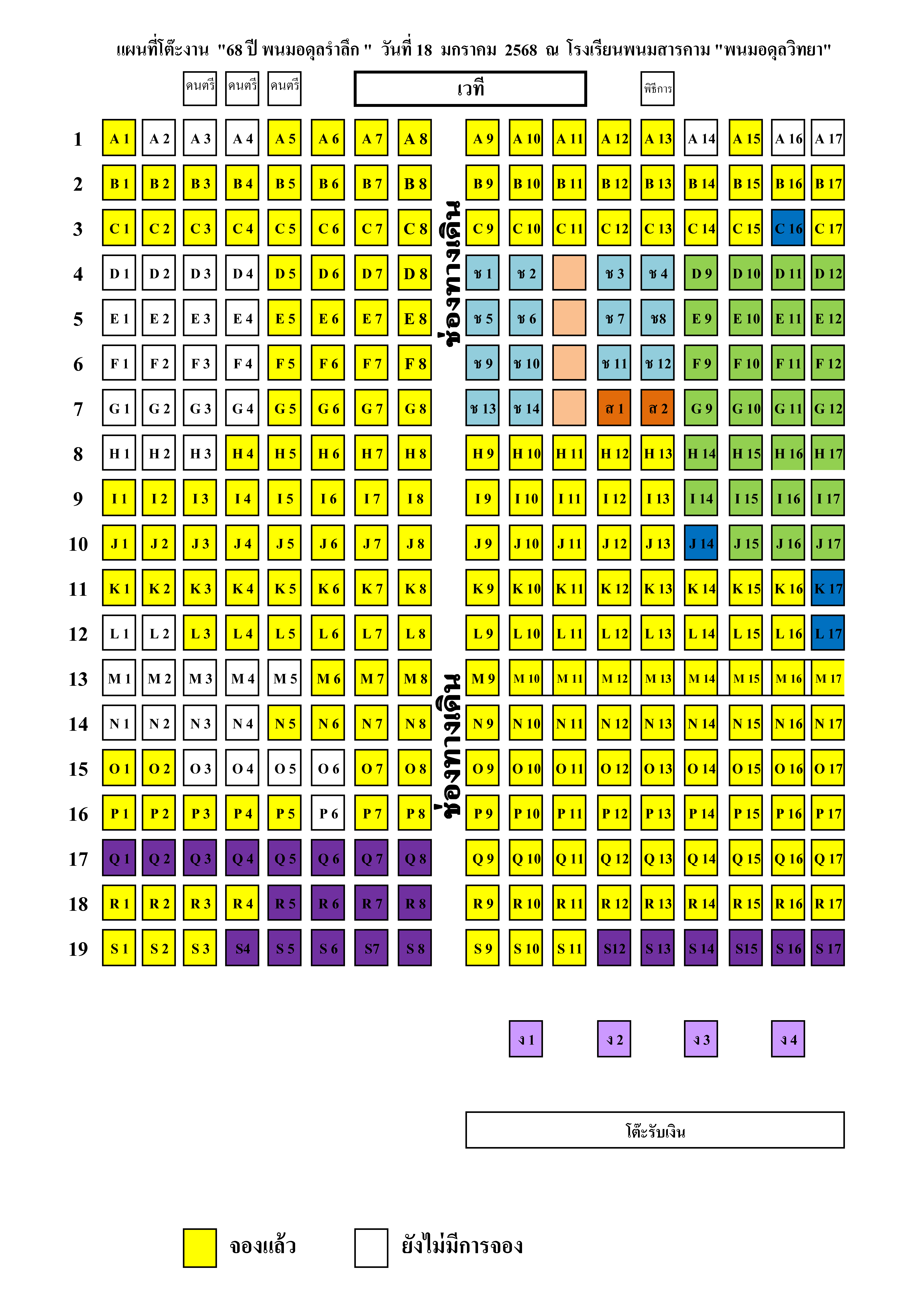 แผนผังโต๊ะงาน 68 ปี พนมอดุลรำลึก